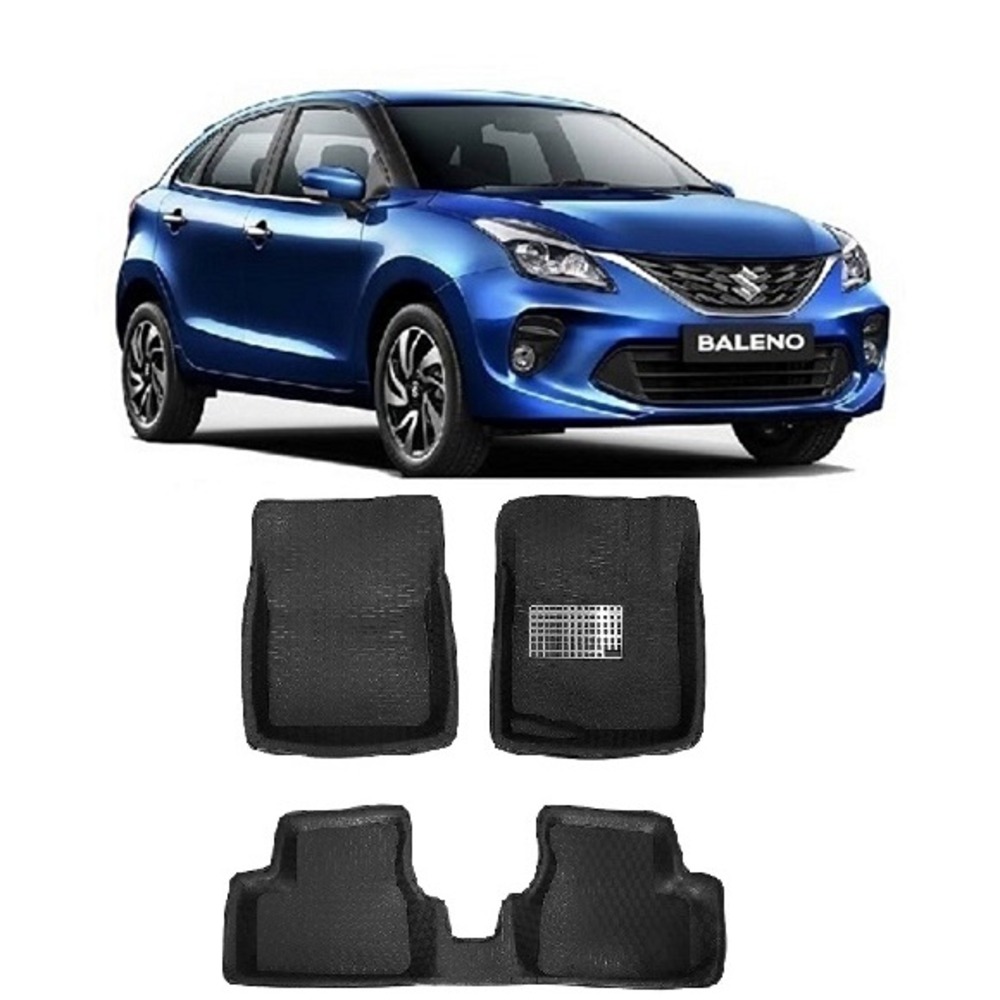 4.5D Car Floor Foot Tray Mats for Baleno New (15-21)  - Black